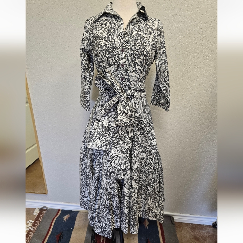 SAMANTHA SUNG Black and White Long Sleeve Dress